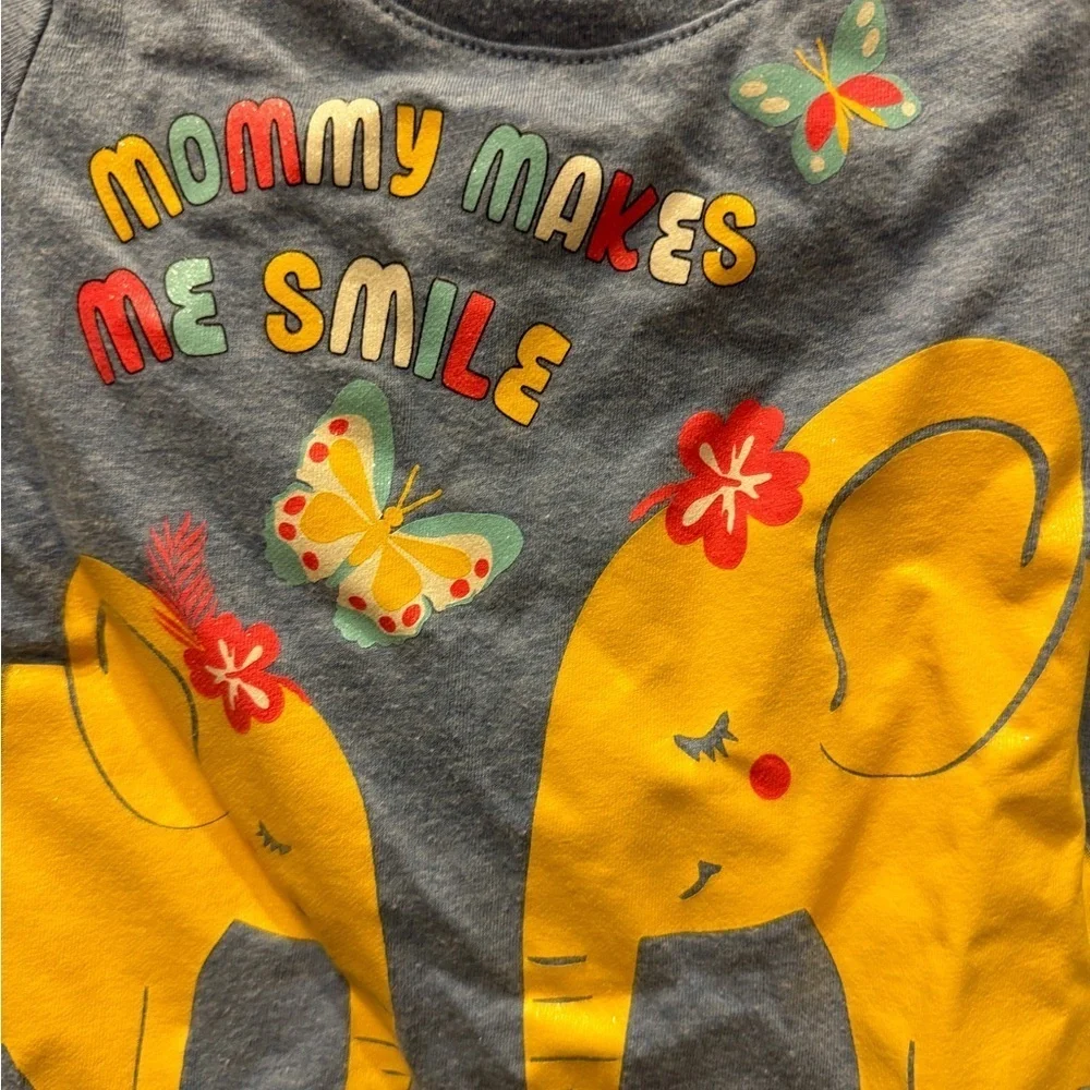 The Children’s Place 2T Girls Elephant Mommy Makes Me Smile BlueShort Sleeve Top